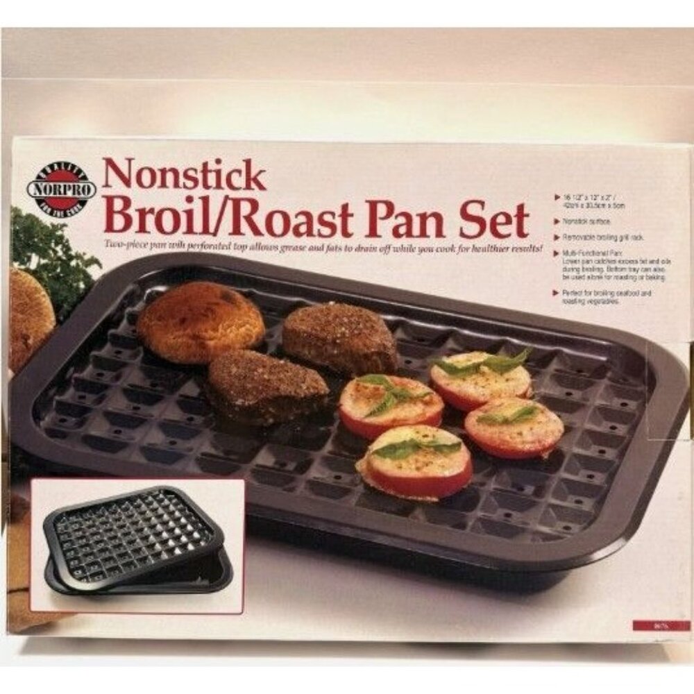 Norpro Nonstick Broil Roast Pan Set  16.5” X 12” QUALITY For The Cook